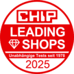 Logo der CHIP Leading Shops, bestehend aus Schriftzug und grafischen Elementen.